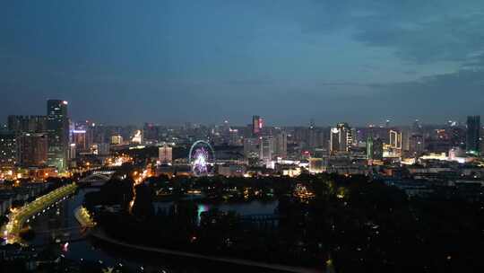 航拍安徽合肥夜景合肥老城区夜景