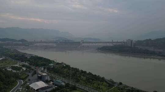 湖北宜昌长江三峡大坝风景航拍