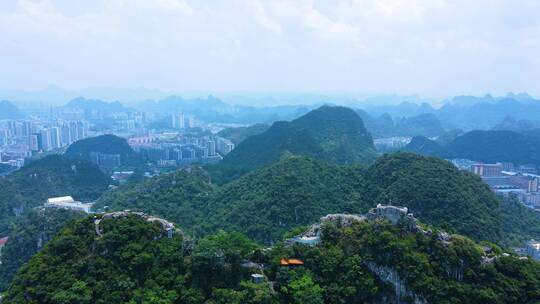 柳州航拍马鞍山城市风景