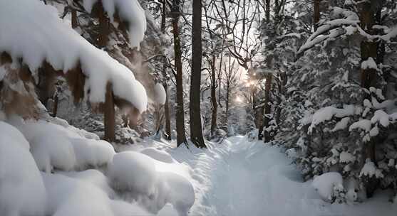 冬天雪地特写雪天风景下雪风光唯美冬季雪景