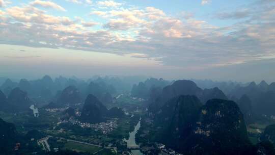 桂林山水阳朔风光中国航拍