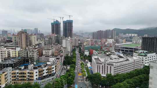 广东深圳龙华区城市交通航拍