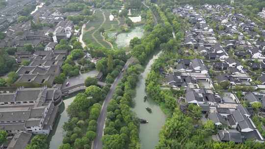 航拍浙江嘉兴桐乡乌镇风景区