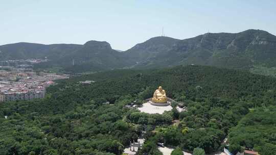 山东济南千佛山风景区航拍