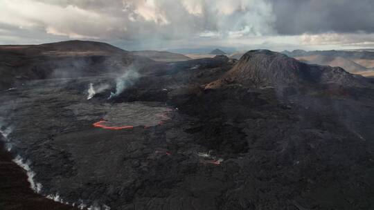 航拍活火山 岩浆喷发