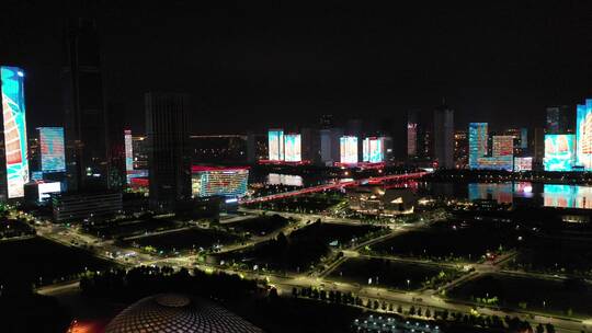 天津于家堡夜景航拍