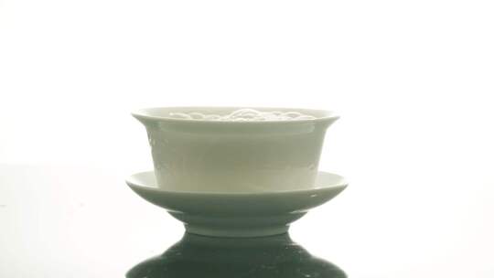 白色茶具特写素材