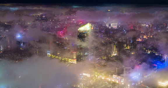 沈阳73年以来最强降雨过后的平流雾夜空