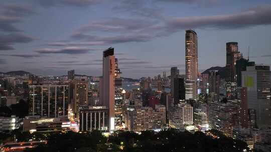 香港中港城傍晚晚霞航拍