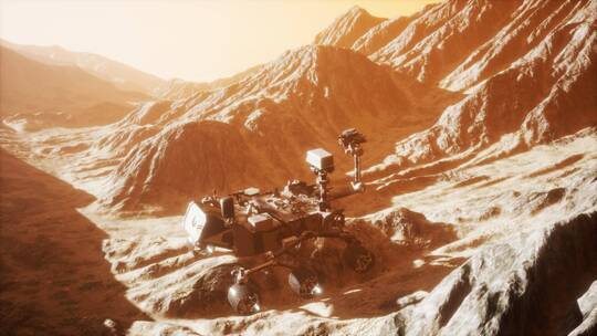 好奇号火星探测车探索红色星球视频素材模板下载
