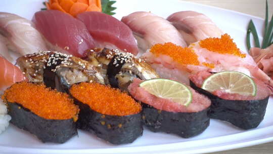 寿司 食物 三文鱼视频素材模板下载