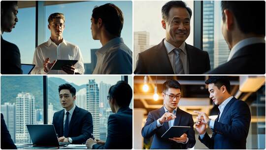 商务精英团队合作 城市精英展望未来