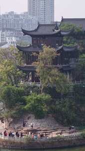 竖版航拍衡阳石鼓书院4A景区