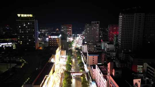 广西玉林夜景玉林人民东路夜景航拍