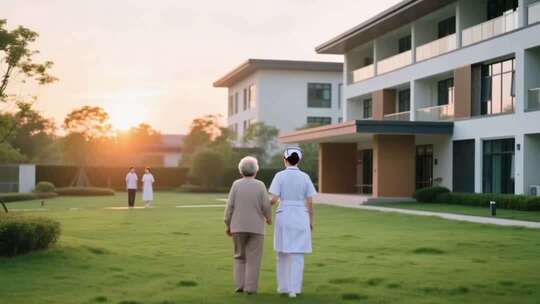 夕阳下的养老生活养老社区