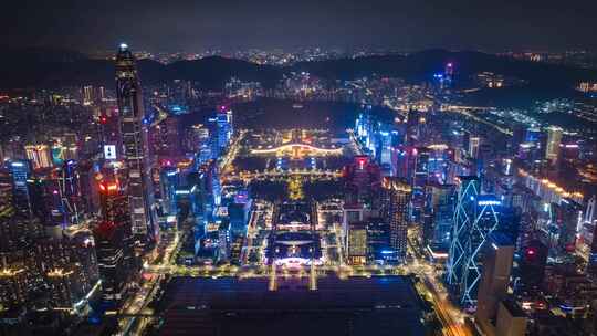 深圳灯光秀宣传片城市夜景航拍延时