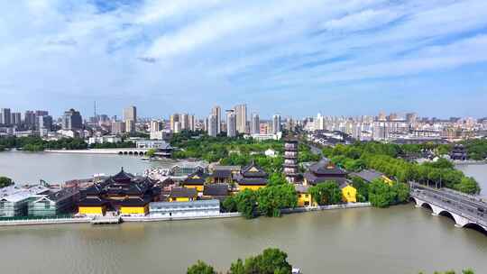 航拍浙江嘉兴平湖 报本寺