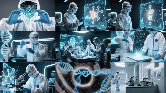 未来科技实验室医疗科研人员工作场景高清在线视频素材下载