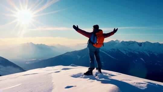 【雪山冬季合集】山顶爬山登山森林冬天希望