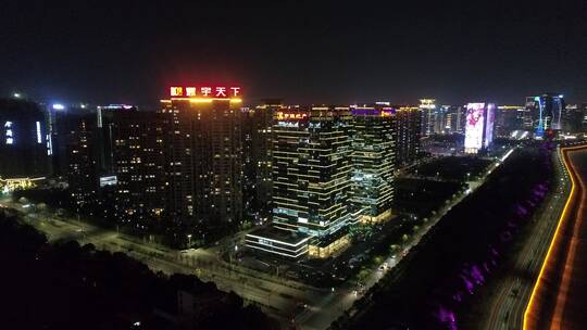 杭州夜景 城市建设 交通 房产 航拍实拍