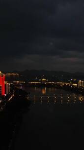 城市航拍江西九江城市夜景竖屏