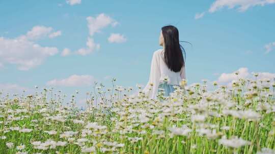 花海里的少女