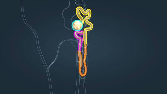 肾单位展示尿液形成人体新陈代谢三维动画