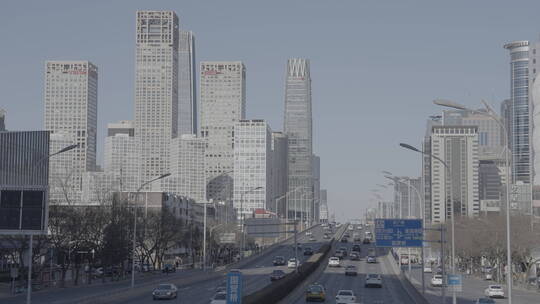 北京国贸车流  北京冬天视频素材模板下载