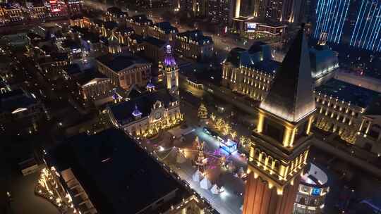 大连东港东港东方水城夜景航拍