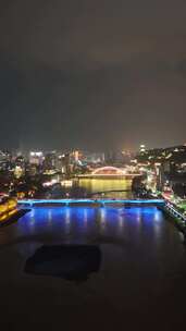 甘肃兰州夜景兰州城市夜景竖版航拍