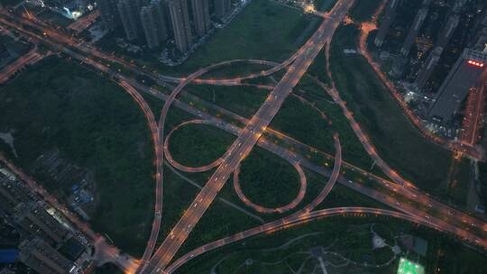 武汉四新立交桥，中景俯视环绕镜头视频素材模板下载