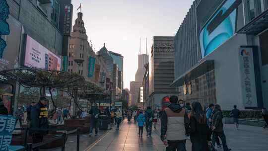 上海南京路步行街延时摄影4K