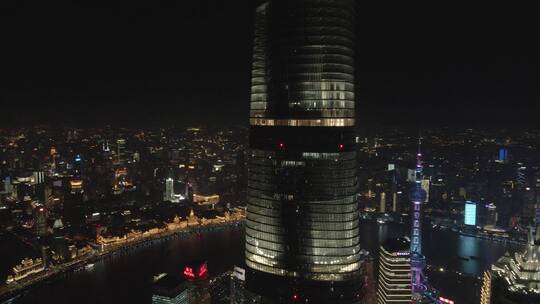 上海中心大厦夜景4K航拍原素材视频素材模板下载
