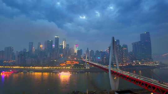重庆渝中区东水门长江大桥龙门浩长江夜景