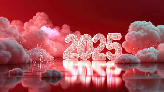 红色场景中的2025跨年数字背景