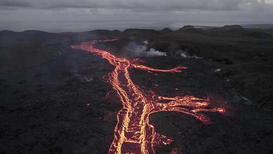 火山，熔岩，流动，喷发