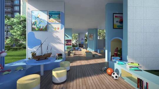 小区架空层娱乐设施长廊