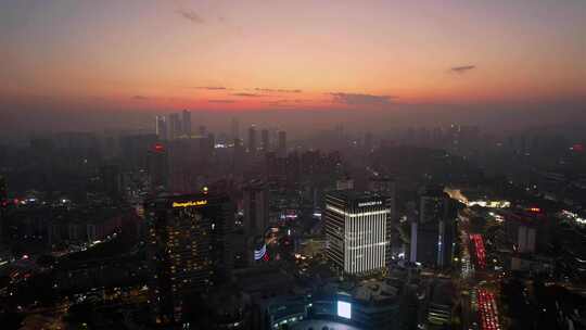 航拍福州城市夜景