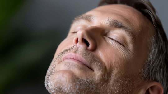 放松冥想男人享受平静一刻