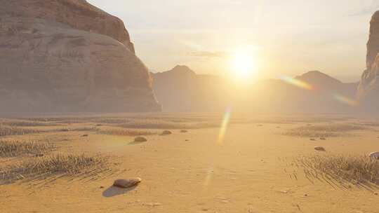 干旱荒凉的沙漠戈壁滩视频素材模板下载