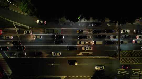 夜晚城市道路交通航拍