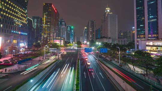 广州_珠江新城_车流夜景延时4K