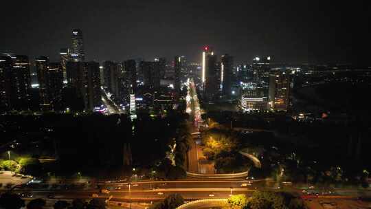 广州城市夜景灯光航拍