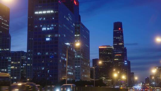 北京国贸CBD夜景城市夜景/城市建筑交通街道