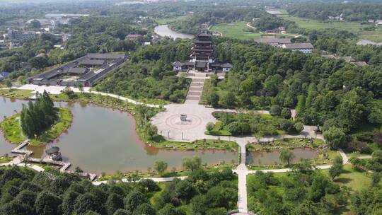 湖南长沙宁乡花明楼5A景区航拍