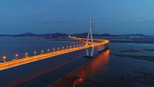 厦门漳州跨海大桥厦漳大桥夜景航拍