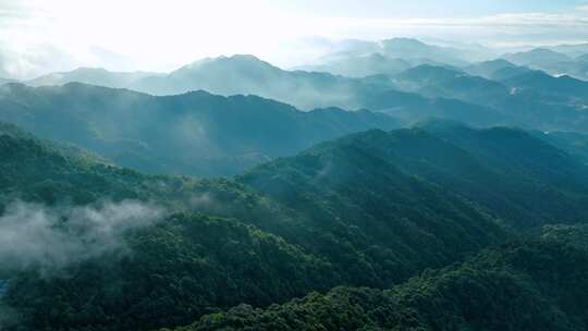 航拍山川原始森林云雾缭绕