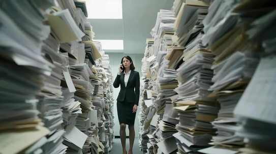 办公室内商务女性电话沟通