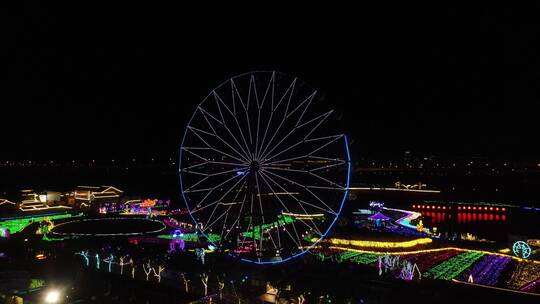 宁波达人村夜景4K航拍原素材