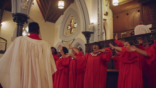 教会里的牧师合唱团视频素材模板下载